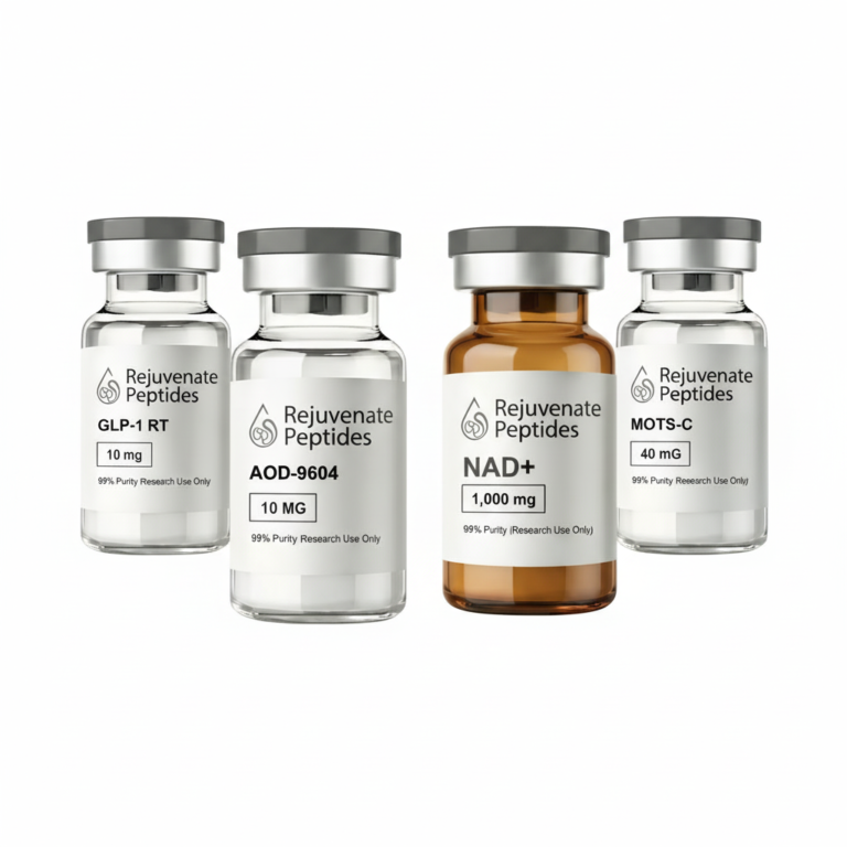Rejuvenate Peptides GLP-1 RT AOD-9604 NAD+ MOTS-C research bundle vials