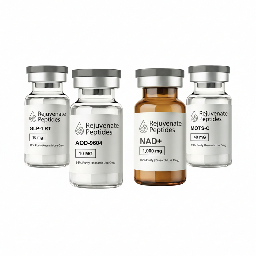 demo Rejuvenate Peptides GLP-1 RT AOD-9604 NAD+ MOTS-C research bundle vials